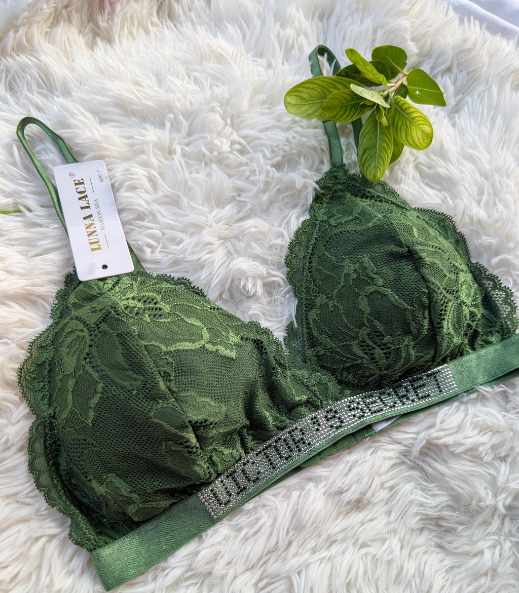 Emerald Elegance Rhinestone Lace Lingerie Set ( Victoria Secret)