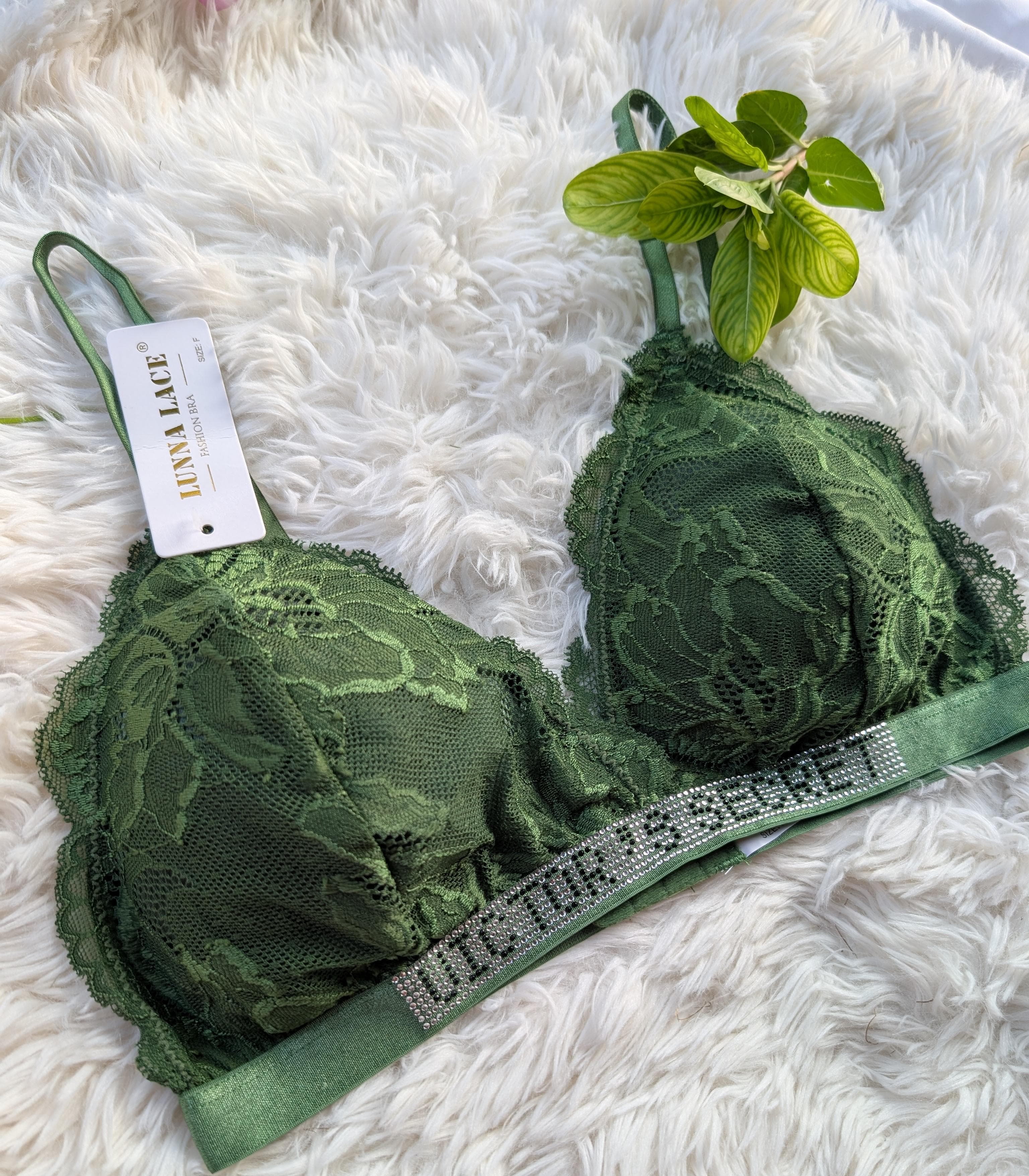 Emerald Elegance Rhinestone Lace Lingerie Set ( Victoria Secret)