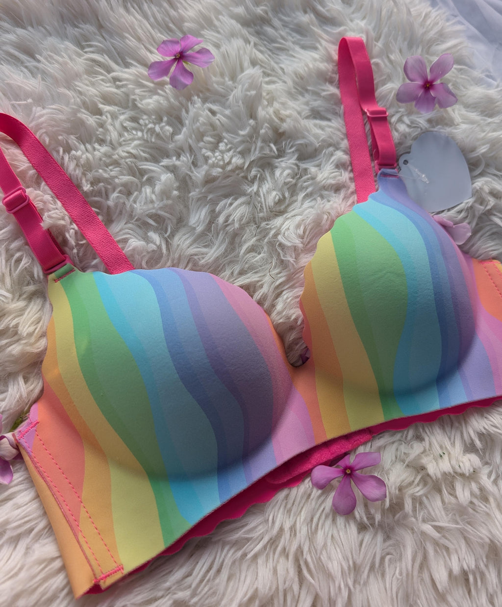 Seamless Pastel Rainbow Waves Bra