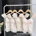 Floral Lace Corset Crop Top with Ruffle Sleeves, Sweetheart Neckline, Pastel Ribbon Detail, Fitted Bustier Style