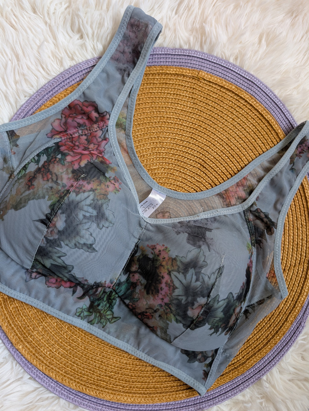 Vintage Romance Floral Mesh Bralette –