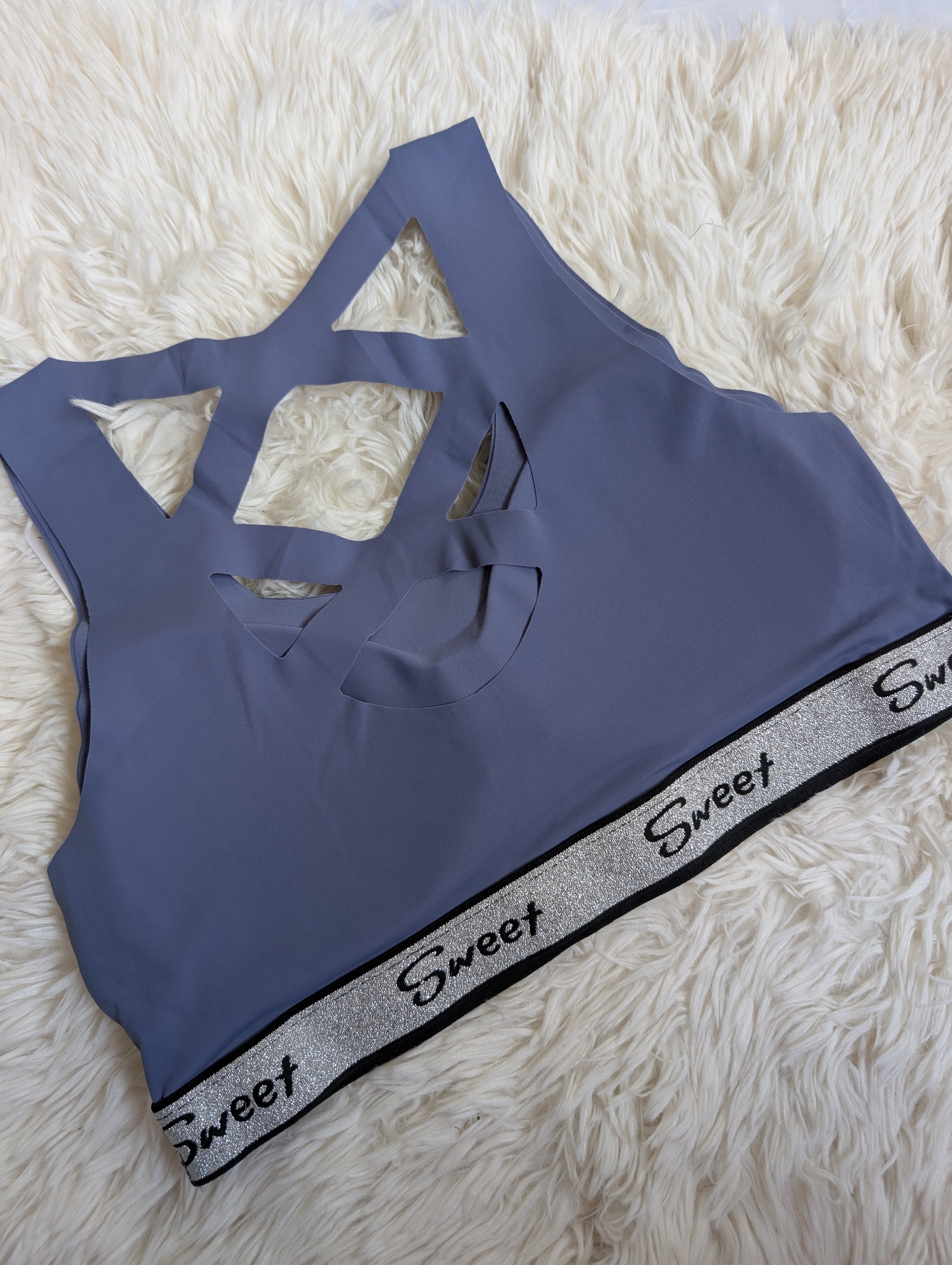 Sweet" Seamless Criss-Cross Bralette & Brief Set – Dusty Blue