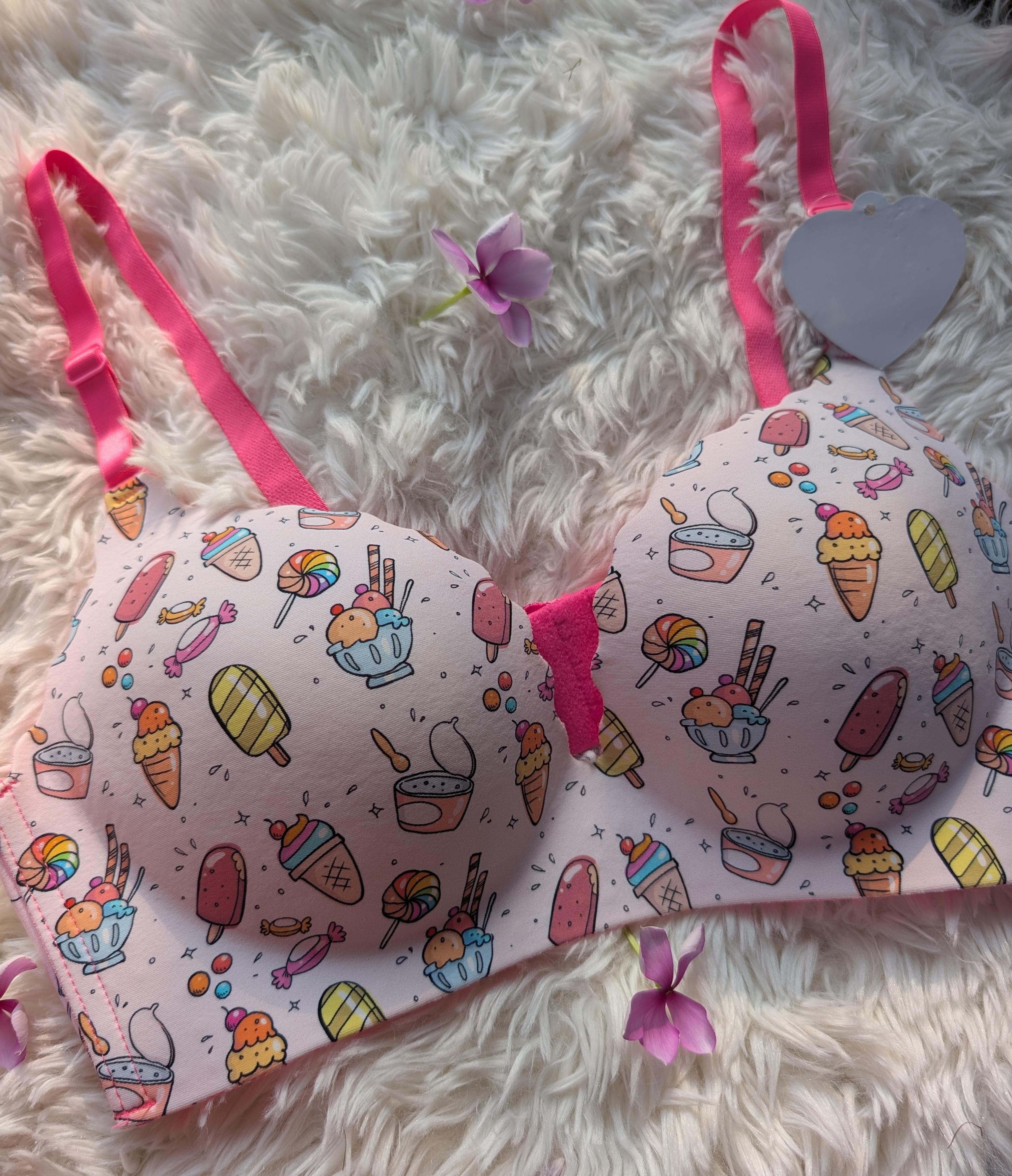 Seamless Pastel Rainbow Waves Bra