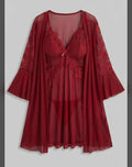 Red Lace Sheer Nighty With Gown