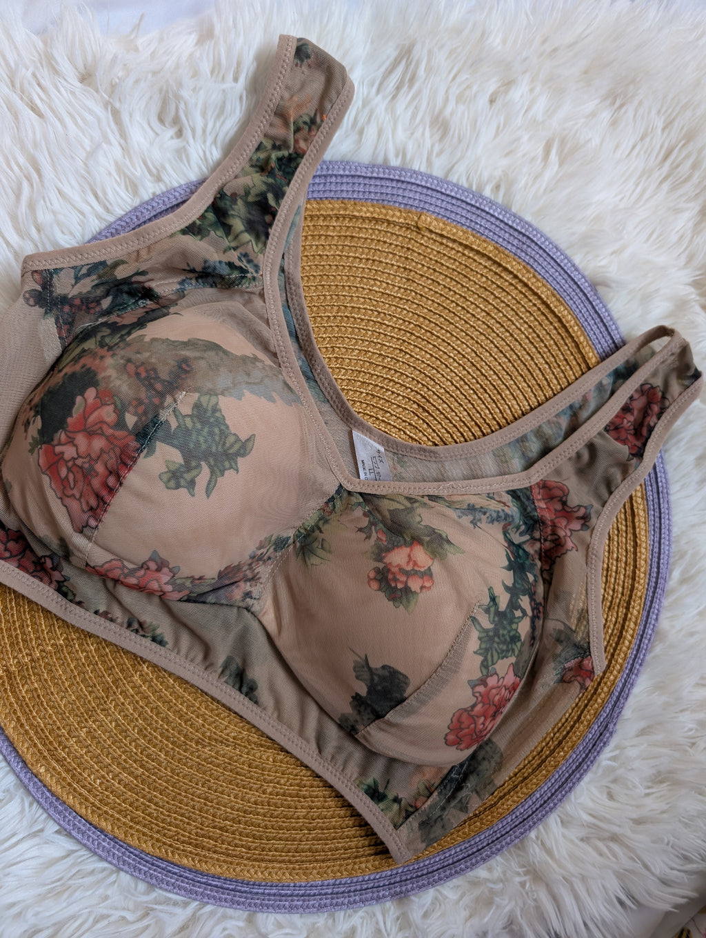 Vintage Romance Floral Mesh Bralette –